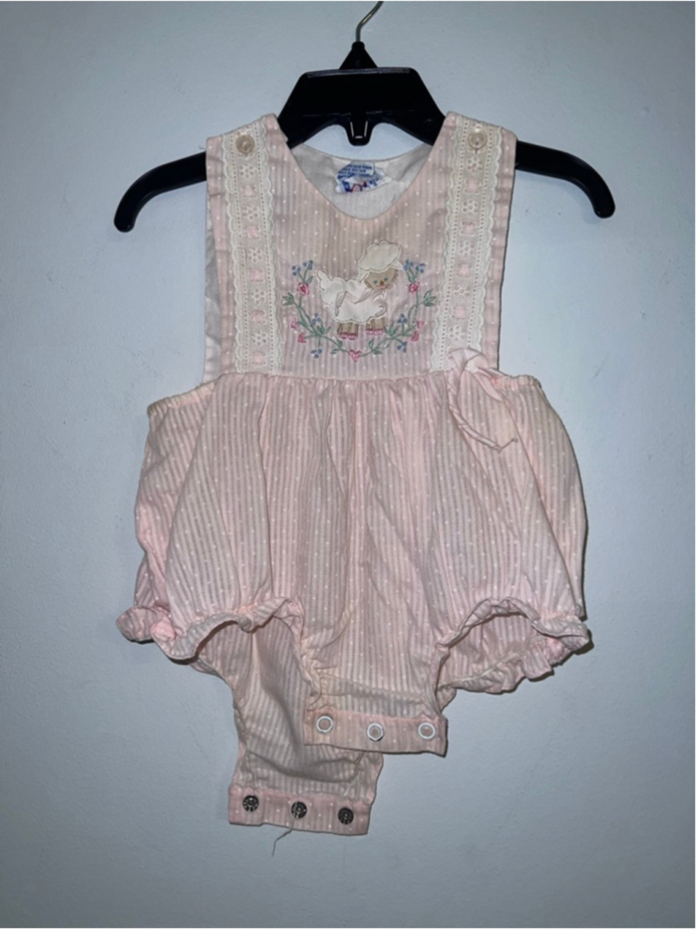 VTG Baby F.L. Kids Pink & White Striped Lamb Bodysuit 6 Months